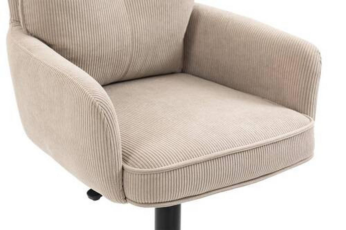 BARHOCKER Cord Creme, Beige Eisen Stoffauswahl, Sitzfläche 360° drehbar, inklusive Armlehnen  - Beige/Creme, Design, Textil/Metall (54/98-120/58cm) - Novel