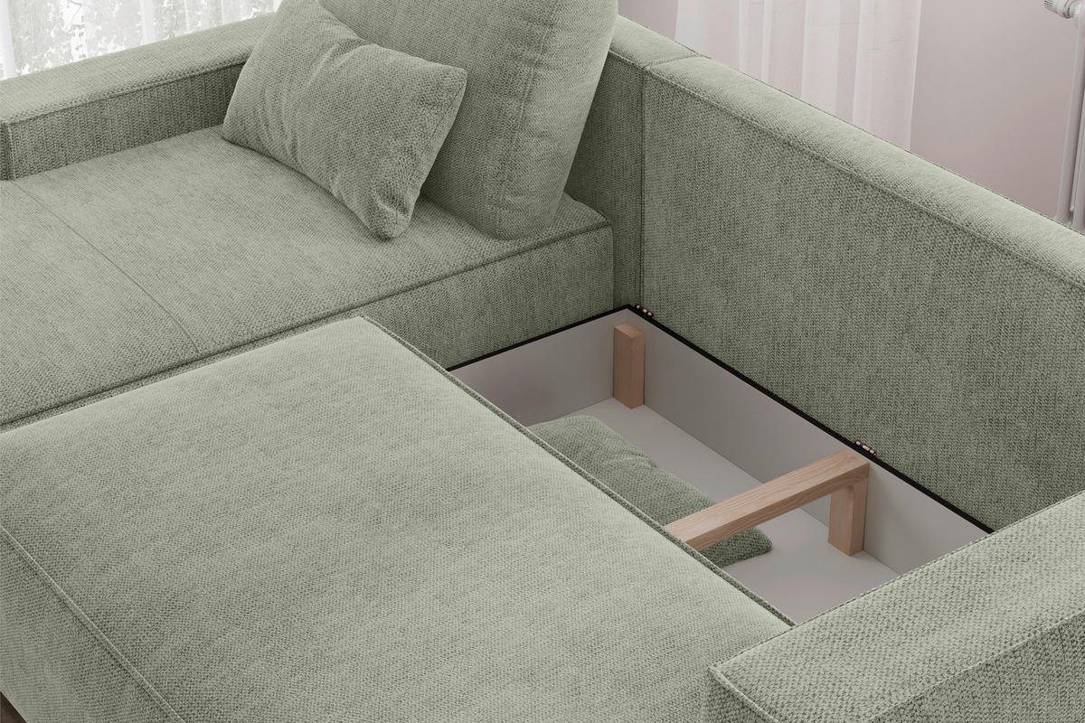 ECKSCHLAFSOFA  mit Rücken echt Chenille Dunkelgrün  - Dunkelgrün/Schwarz, MODERN, Kunststoff/Textil (154/247cm) - Livetastic