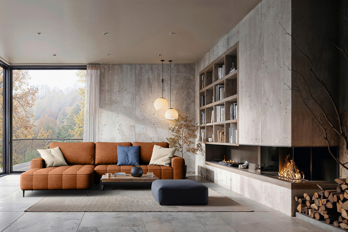 ECKSCHLAFSOFA Florence  mit Schlafen auf Sitzhöhe Velours Cognac  - Cognac/Schwarz, Basics, Textil/Metall (166/280cm) - Livetastic