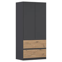 DREHTÜRENSCHRANK in Grau, Eiche Artisan  - Eiche Artisan/Grau, Modern, Holzwerkstoff (91/197/54cm) - Rauch Möbel