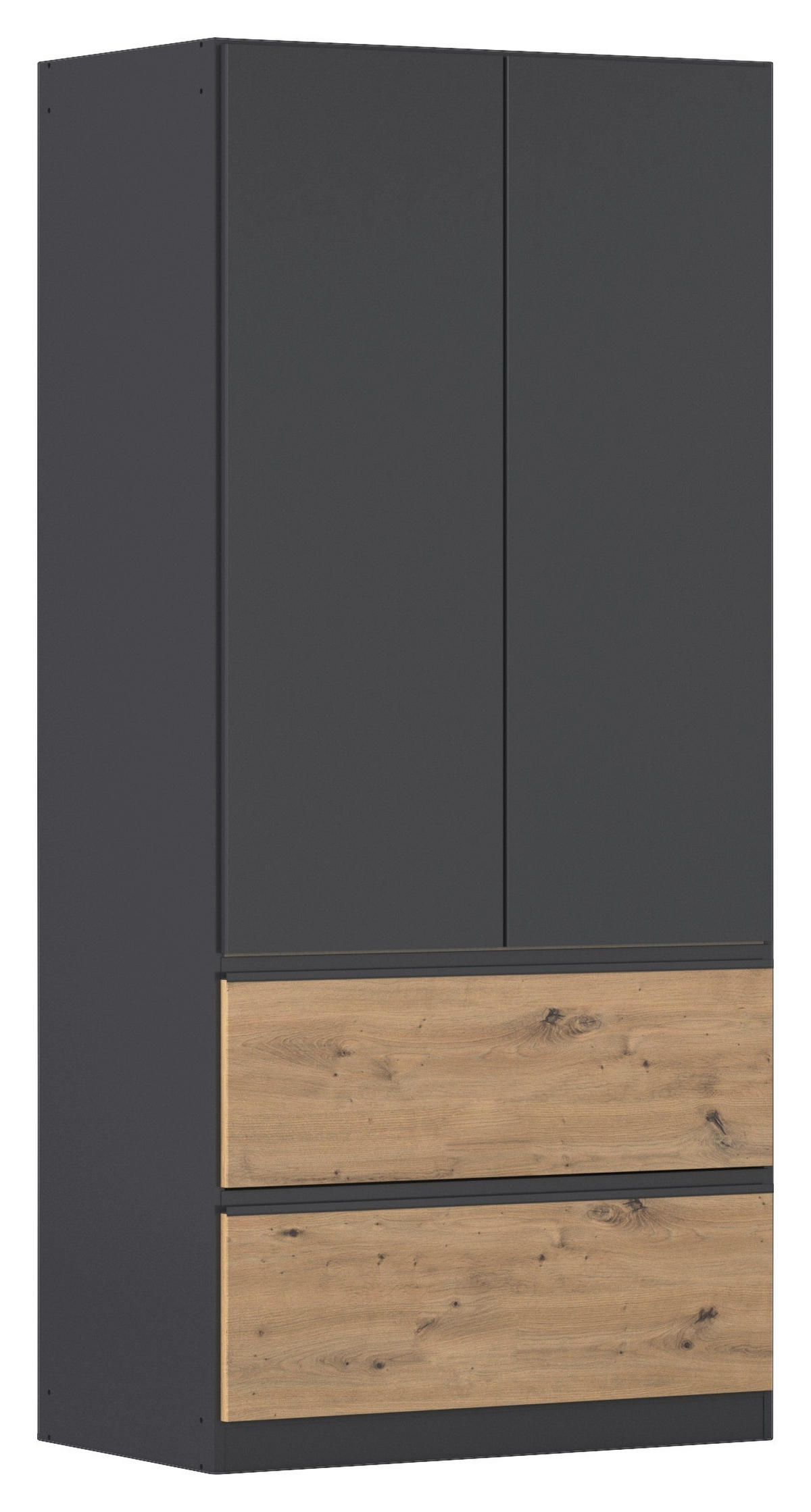 DREHTÜRENSCHRANK in Grau, Eiche Artisan  - Eiche Artisan/Grau, Modern, Holzwerkstoff (91/197/54cm) - Rauch Möbel