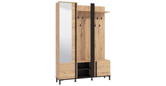 GARDEROBE  in 134,5/192,6/33,2 cm  - Schwarz/Eiche Artisan, Basics, Holzwerkstoff (134,5/192,6/33,2cm) - Carryhome
