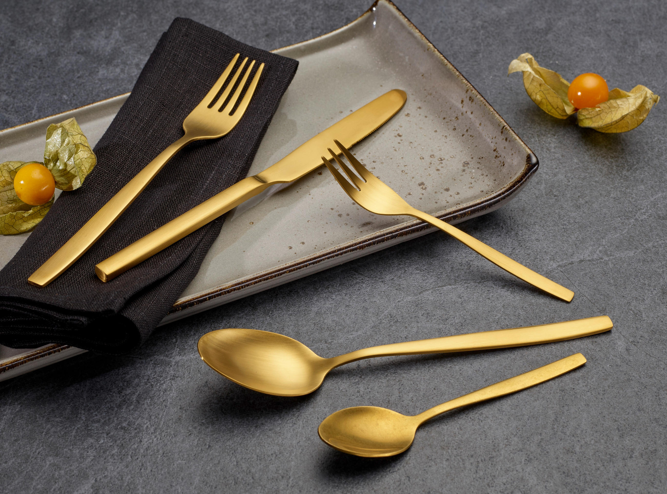 BESTECKSET 30-teilig Edelstahl  - Goldfarben, Trend, Metall - Echtwerk