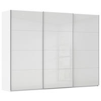 SCHWEBETÜRENSCHRANK 301/236/68 cm 3-türig Weiß, Weiß Hochglanz  - Weiß Hochglanz/Alufarben, Basics, Holzwerkstoff/Metall (301/236/68cm) - Novel