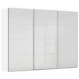 SCHWEBETÜRENSCHRANK 301/236/68 cm 3-türig Weiß Hochglanz, Weiß  - Weiß Hochglanz/Alufarben, Basics, Holzwerkstoff/Metall (301/236/68cm) - Novel