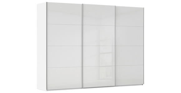 SCHWEBETÜRENSCHRANK 301/236/68 cm 3-türig Weiß Hochglanz, Weiß  - Weiß Hochglanz/Alufarben, Basics, Holzwerkstoff/Metall (301/236/68cm) - Novel