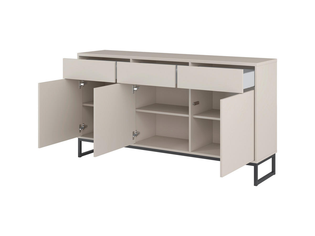 SIDEBOARD Alto 156,8/84,1/36,5 cm 3 Schublade(n)  - Kaschmir/Schwarz, Design, Holzwerkstoff/Metall (156,8/84,1/36,5cm) - MID.YOU