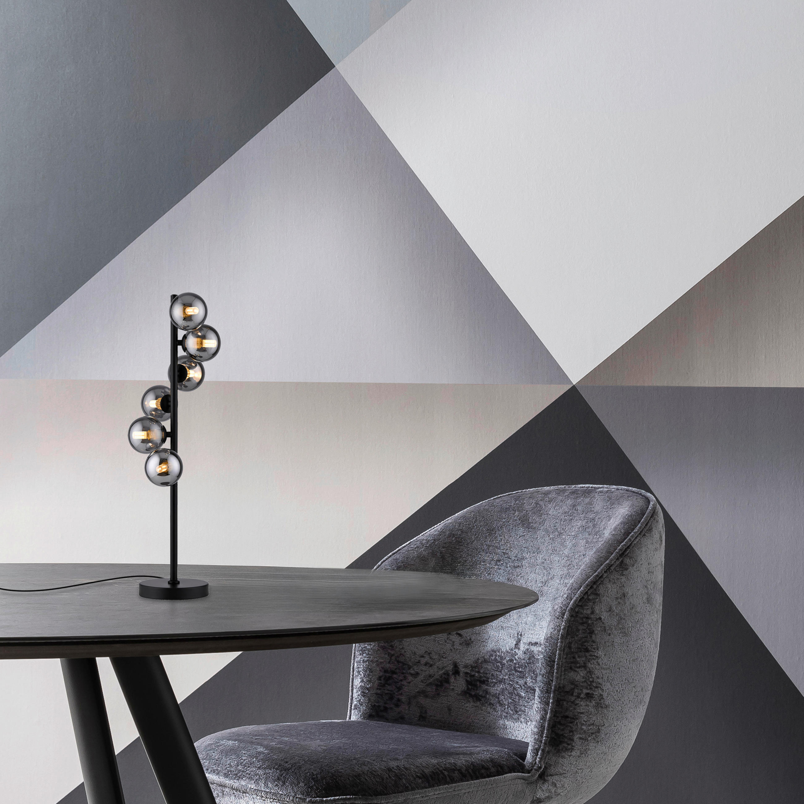LED-TISCHLEUCHTE SW DUBAI 19/19/64 cm   - Schwarz, Design, Glas/Kunststoff (19/19/64cm) - Schöner Wohnen