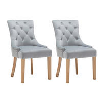 STUHL-SET 2 Stück  in Samt Holz, Textil  - Hellgrau/Naturfarben, Design, Holz/Textil (56/91/63cm) - Livetastic