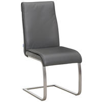 SCHWINGSTUHL  in Edelstahl Echtleder pigmentiert  - Edelstahlfarben/Dunkelgrau, Design, Leder/Metall (46/99/62cm) - Livetastic