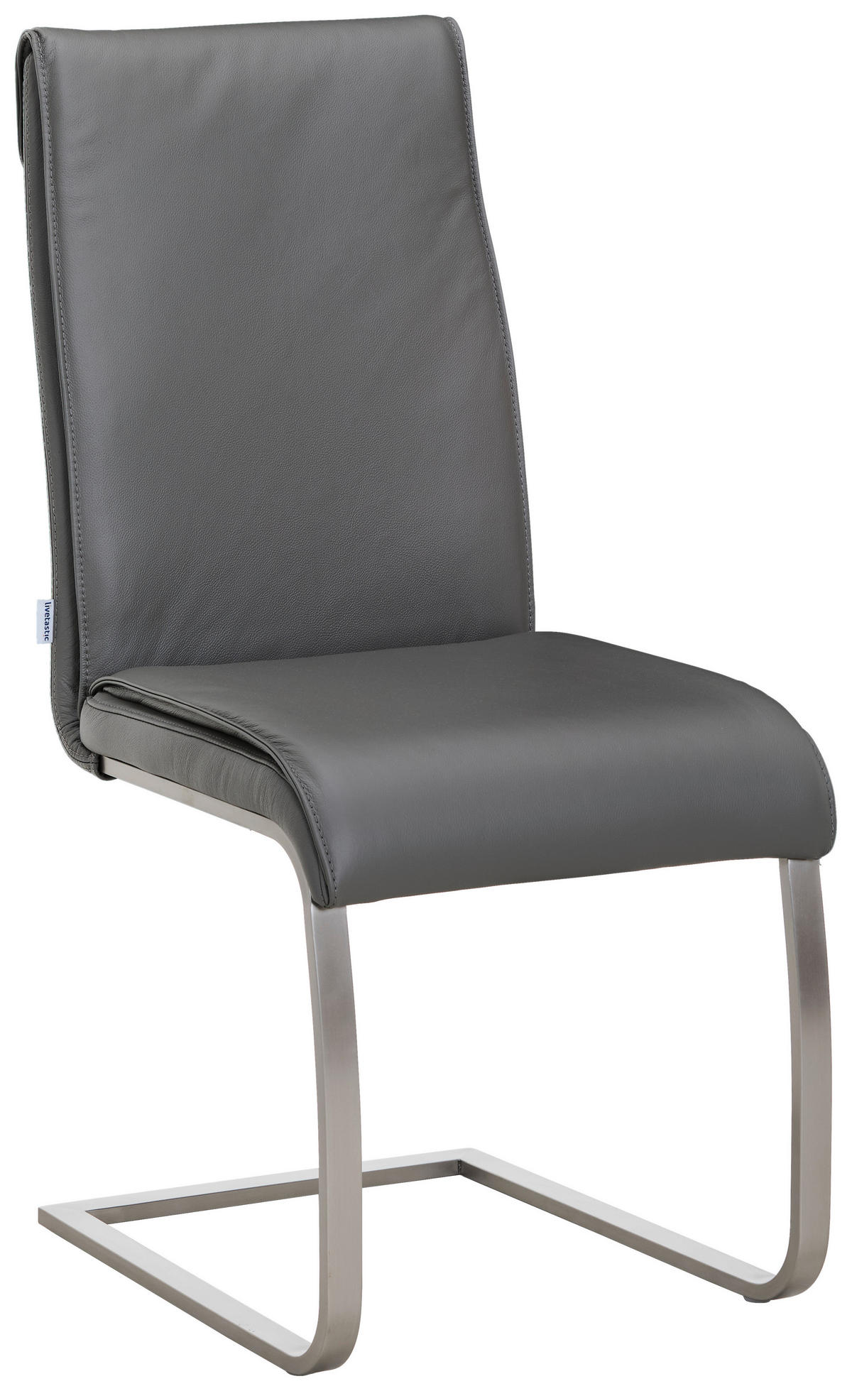 SCHWINGSTUHL  in Edelstahl Echtleder pigmentiert  - Edelstahlfarben/Dunkelgrau, Design, Leder/Metall (46/99/62cm) - Livetastic