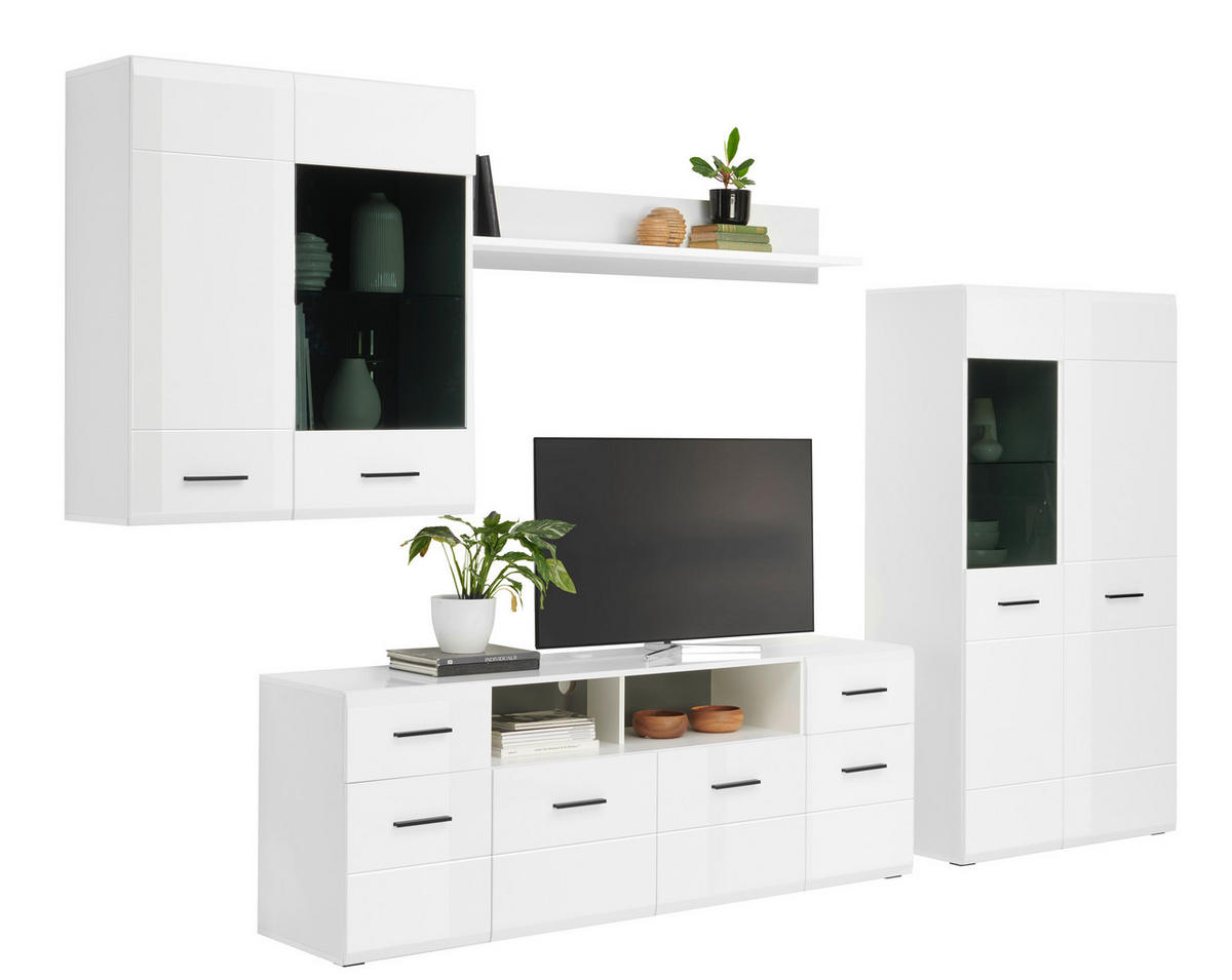 COMODĂ TV 180/63,7/41,6 cm  - alb/antracit, Modern, plastic/material pe bază de lemn (180/63,7/41,6cm) - Hom`in