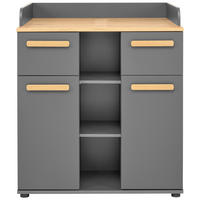 WICKELKOMMODE 89,2/100,2/70 cm  - Graphitfarben/Eiche Artisan, Basics, Holzwerkstoff/Kunststoff (89,2/100,2/70cm) - My Baby Lou