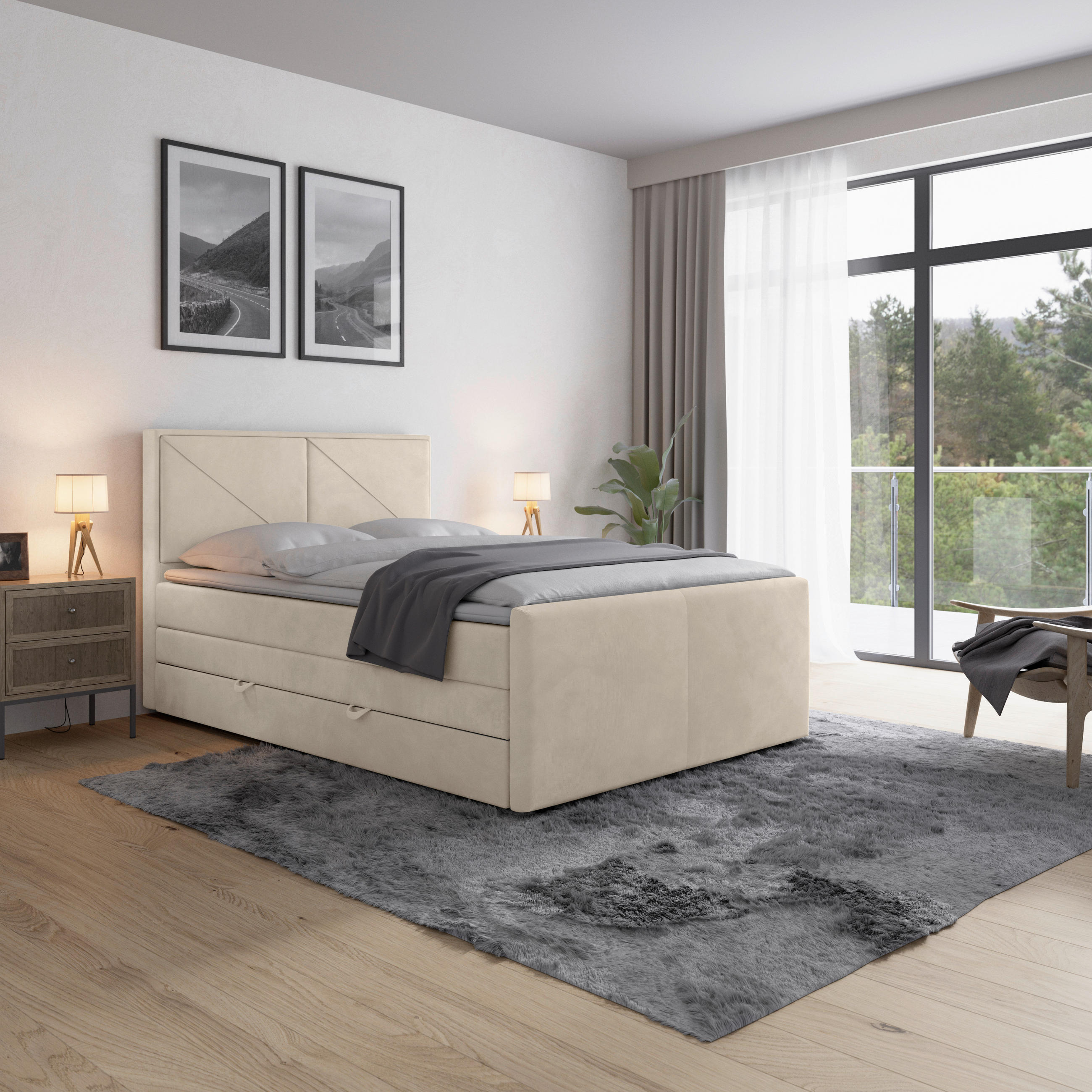 BOXSPRINGBETT 140/200 cm  in Weiss  - Weiss, Modern, Holz/Kunststoff (140/200cm) - MID.YOU