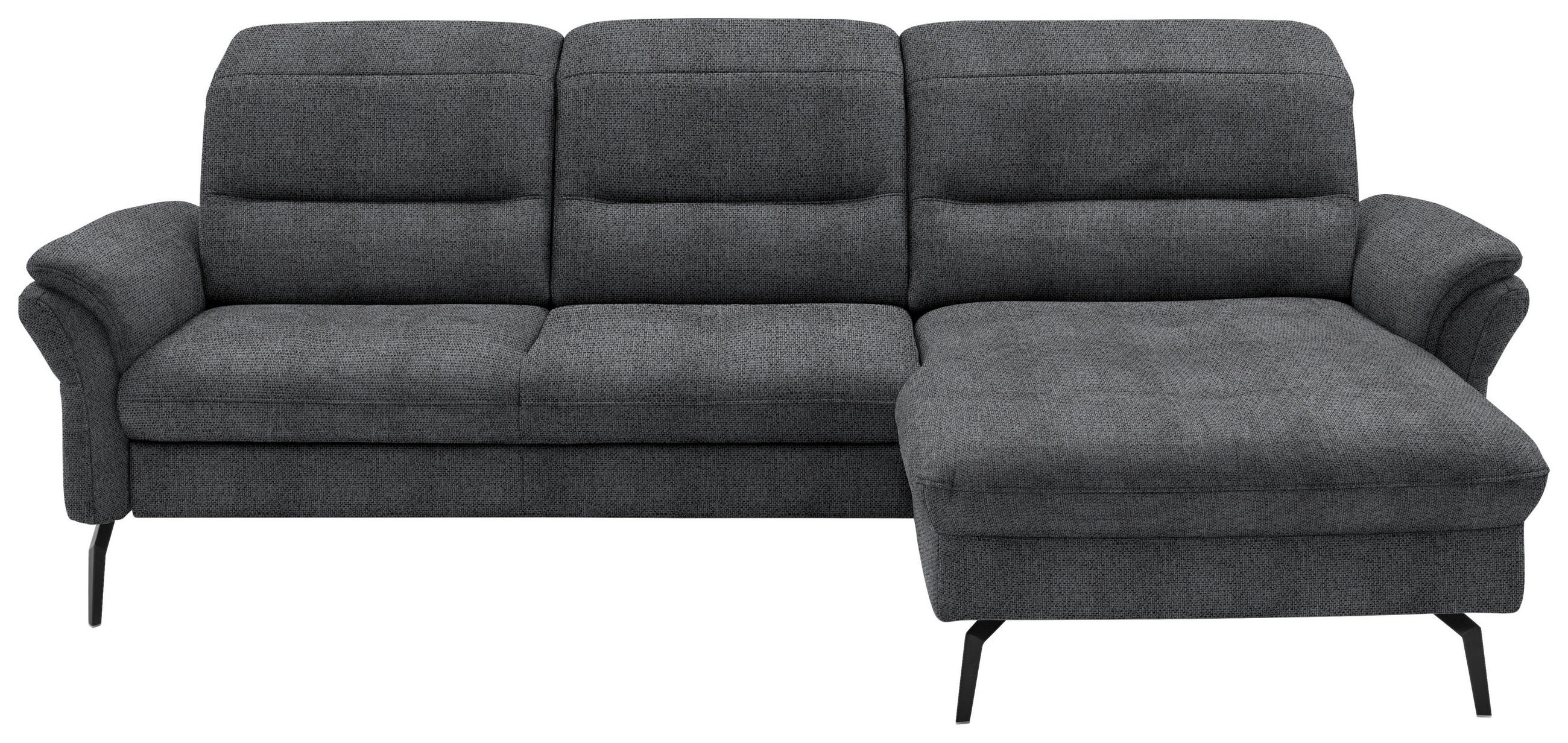ECKSOFA in Flachgewebe Anthrazit  - Anthrazit/Schwarz, Konventionell, Textil/Metall (260/181cm) - Beldomo Speed