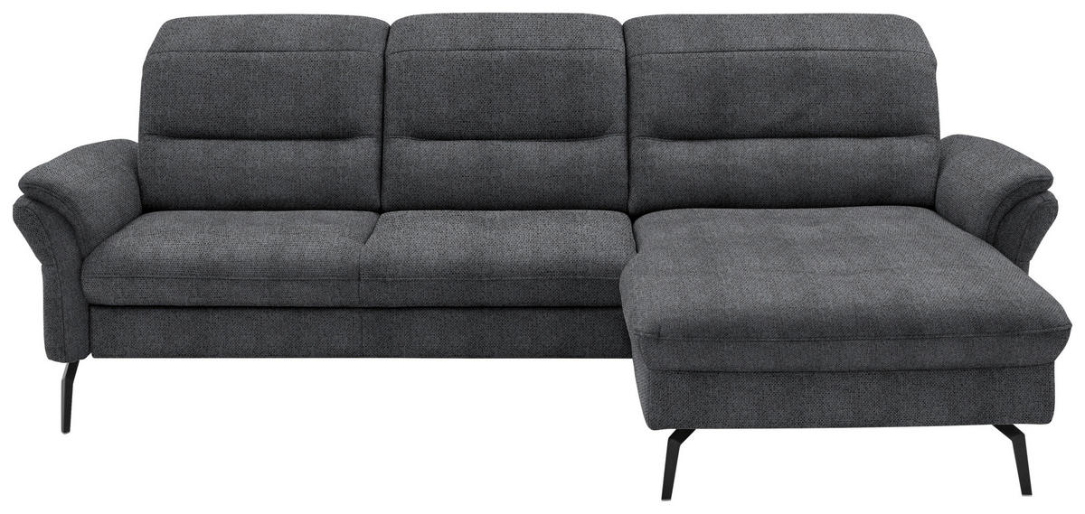 ECKSOFA in Flachgewebe Anthrazit  260/181 cm  - Anthrazit/Schwarz, KONVENTIONELL, Textil/Metall (260/181cm) - Beldomo Speed