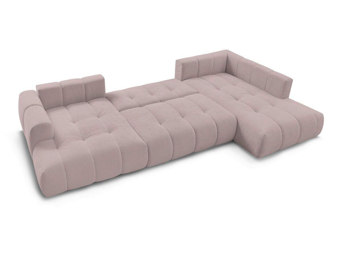 WOHNLANDSCHAFT  FUJI  Pink Leinenoptik  - Pink/Schwarz, MODERN, Kunststoff/Textil (160/377/204cm)