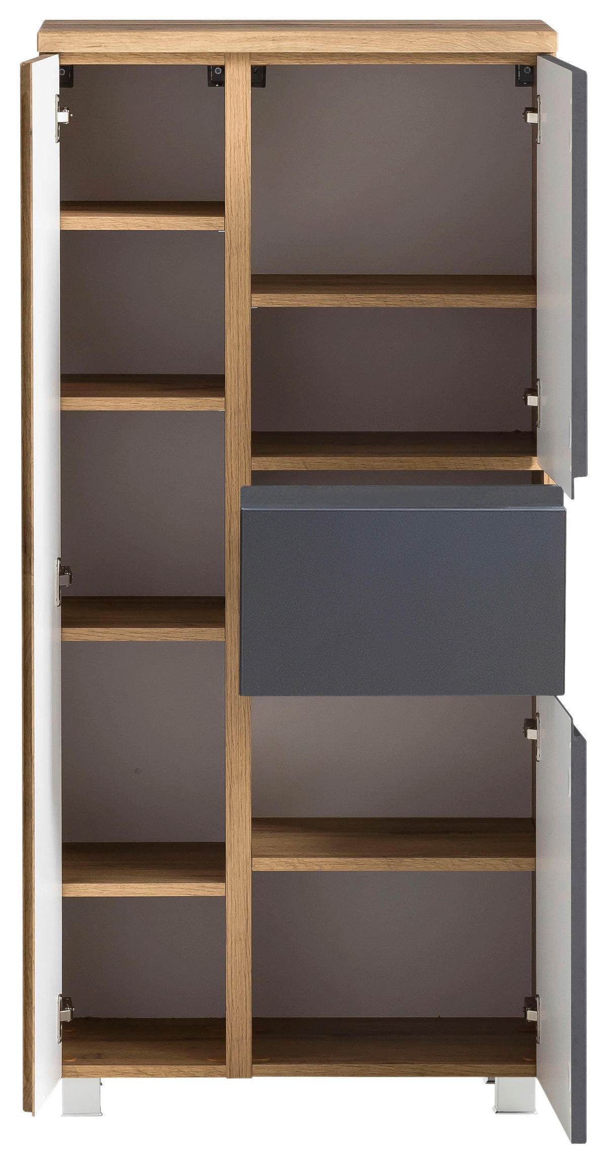 MIDISCHRANK 65/130/35 cm  - Eiche Wotan/Silberfarben, MODERN, Holzwerkstoff/Kunststoff (65/130/35cm) - Held