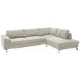 ECKSOFA in Velours Creme  - Chromfarben/Creme, Design, Textil/Metall (281/200cm) - Hom`in