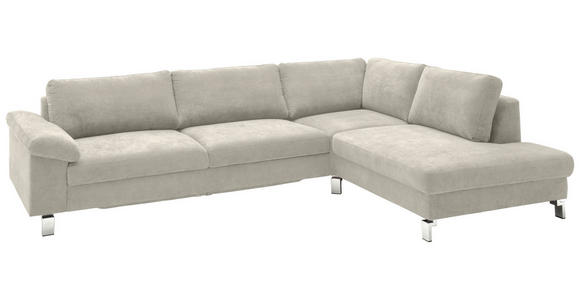 ECKSOFA in Velours Creme  - Chromfarben/Creme, Design, Textil/Metall (281/200cm) - Hom`in