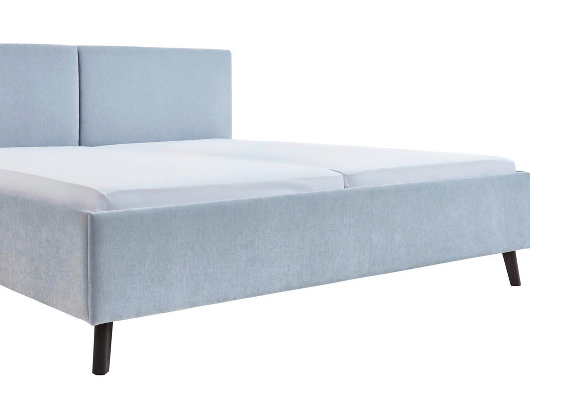 POLSTERBETT 160/200 cm  in Hellblau  - Schwarz/Hellblau, Basics, Holz/Textil (160/200cm) - Boxxx