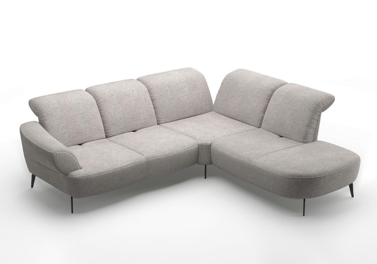 ECKSOFA in Chenille Silberfarben  - Silberfarben/Schwarz, Modern, Textil/Metall (302/270cm) - Sit & More