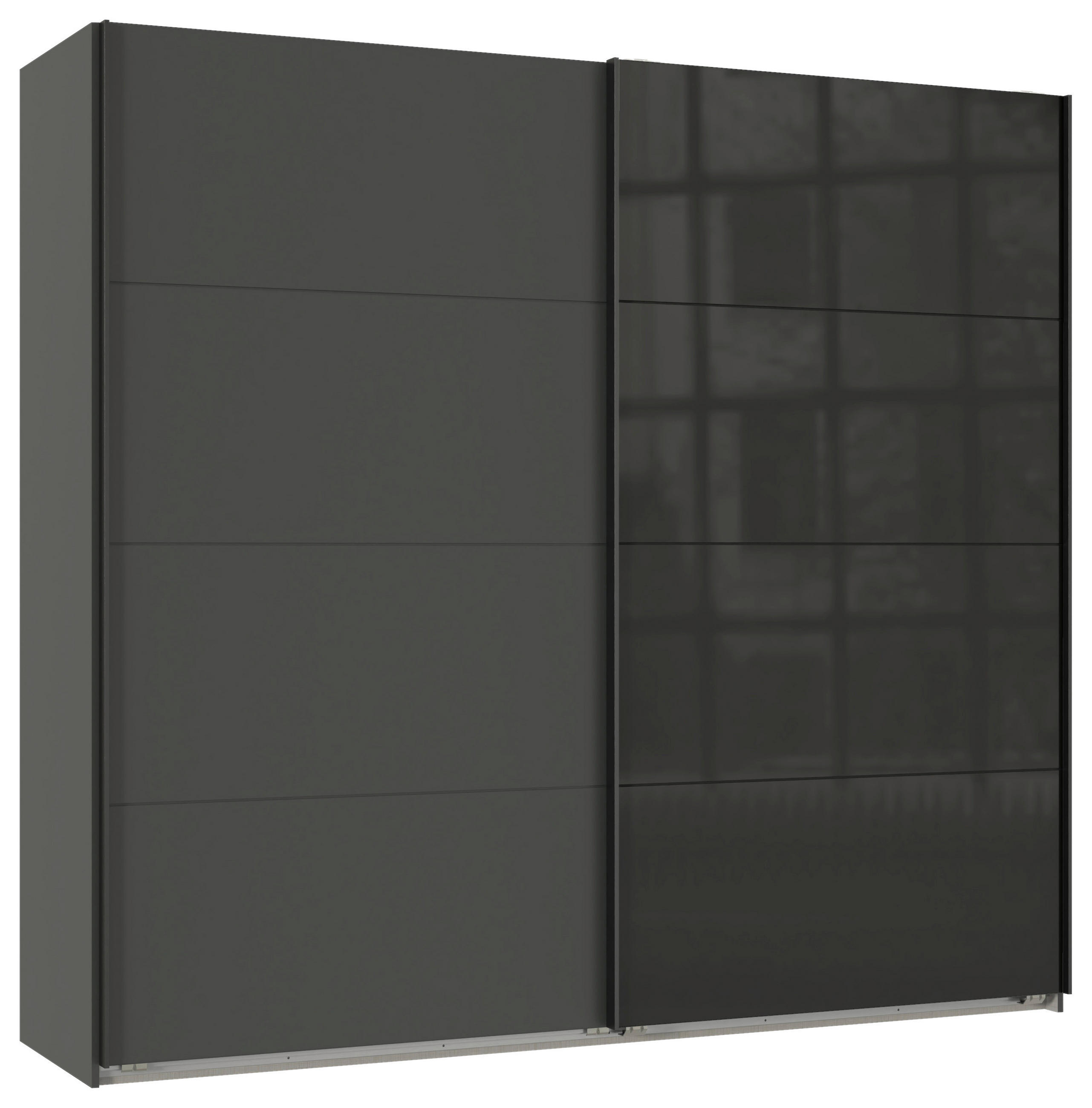 GARDEROB MED SKJUTDÖRRAR 225/208/65 cm 2-dörrar - grafitfärgad/svart, Design, metall/trämaterial (225/208/65cm) - Carryhome