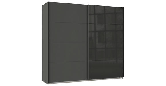 SCHWEBETÜRENSCHRANK  in Graphitfarben, Schwarz  - Schwarz/Graphitfarben, Design, Glas/Holzwerkstoff (225/208/65cm) - Carryhome