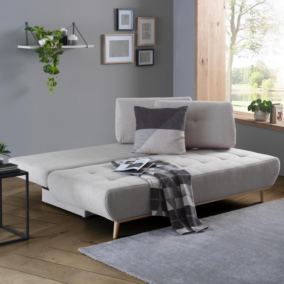 SCHLAFSOFA Flachgewebe Beige  - Beige/Naturfarben, Design, Holz/Textil (200/71/95cm) - Livetastic