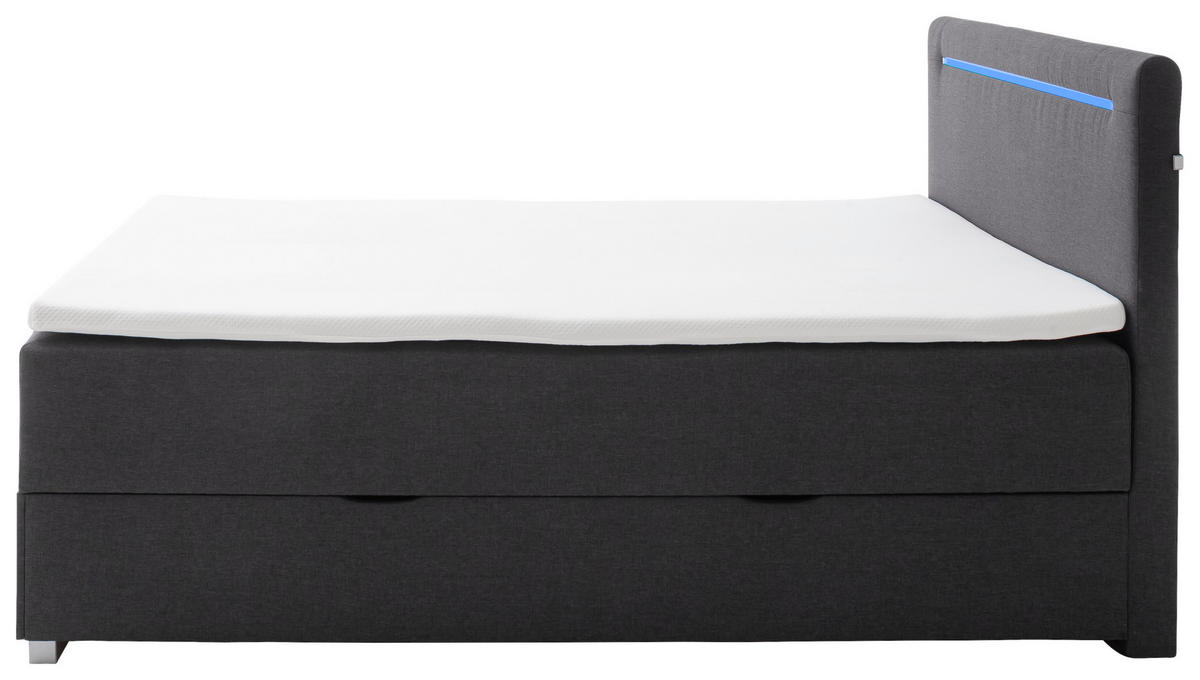 BOXBETT 180/200 cm  in Anthrazit  - Edelstahlfarben/Anthrazit, MODERN, Kunststoff/Textil (180/200cm) - Livetastic