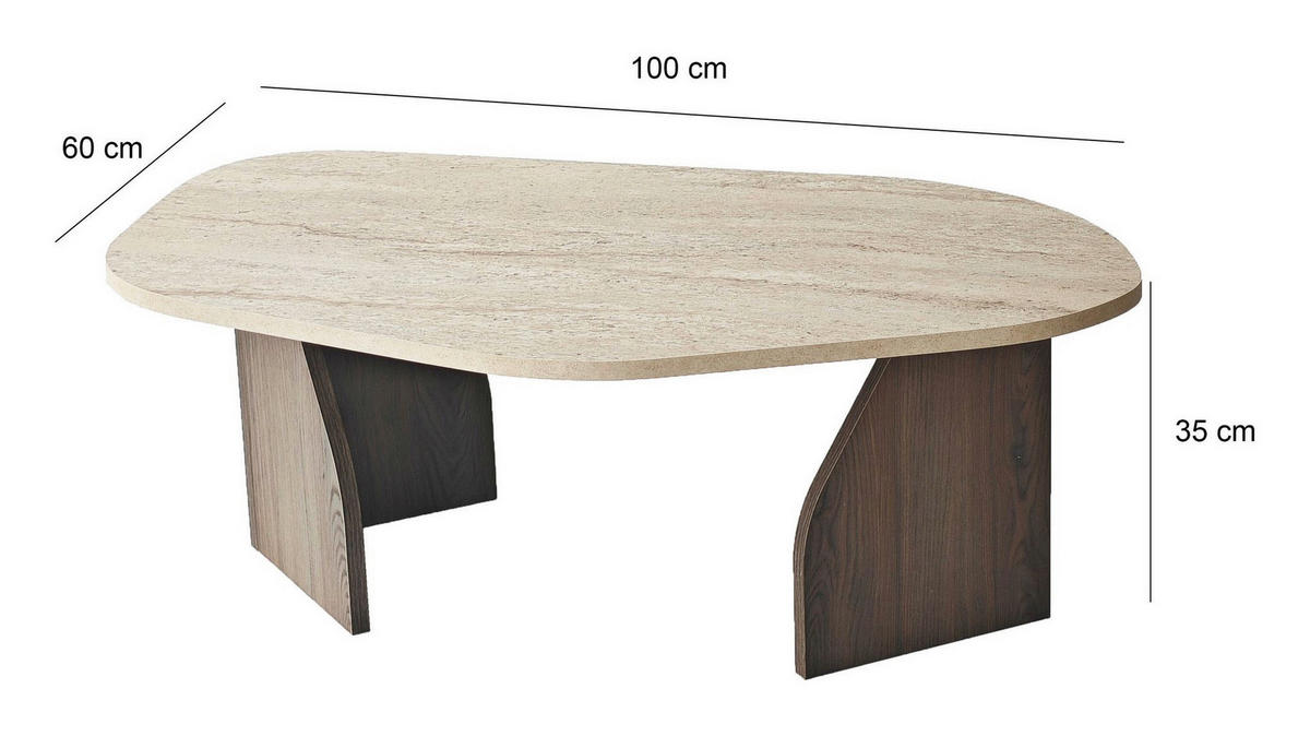 COUCHTISCH Beige, Walnussfarben  - Beige/Walnussfarben, MODERN, Holzwerkstoff (100/35/60cm) - MID.YOU