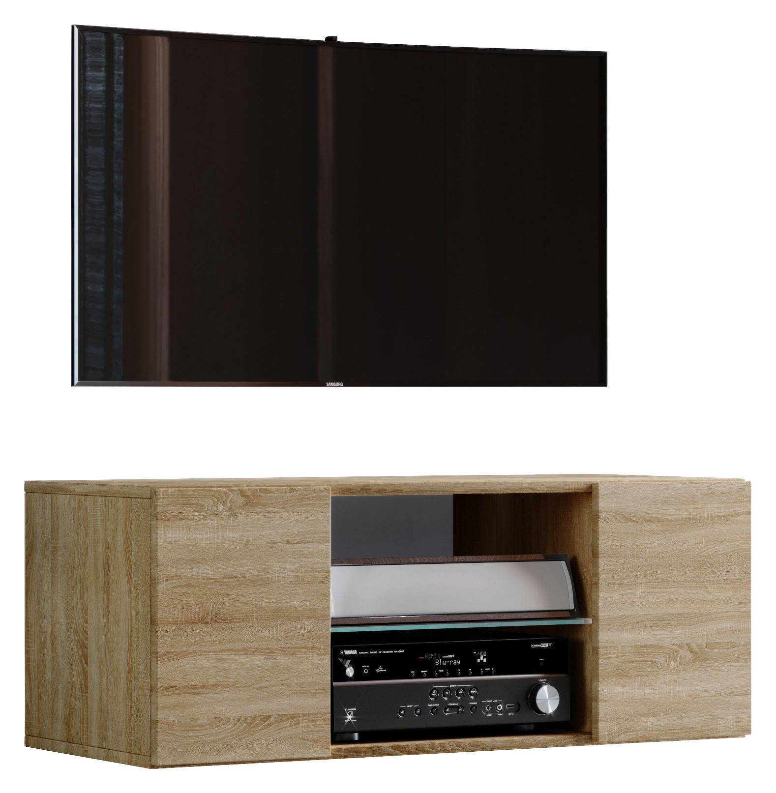 TV-BÄNK  i 95/40/36 cm  - Sonoma ek/aluminiumfärg, Modern, metall/trämaterial (95/40/36cm) - MID.YOU