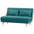 SCHLAFSOFA Samt Petrol  - Petrol/Naturfarben, Design, Holz/Textil (141/81/90cm) - Carryhome