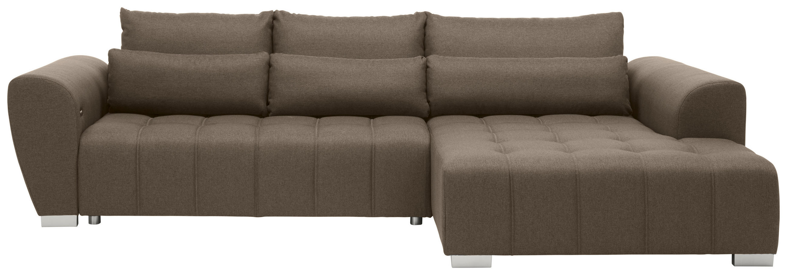 ECKSOFA in Webstoff Braun, Grau  304/218 cm  - Silberfarben/Braun, Design, Kunststoff/Textil (304/218cm) - Carryhome