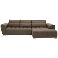 ECKSOFA Webstoff Braun, Grau  - Silberfarben/Braun, Design, Kunststoff/Textil (304/218cm) - Carryhome