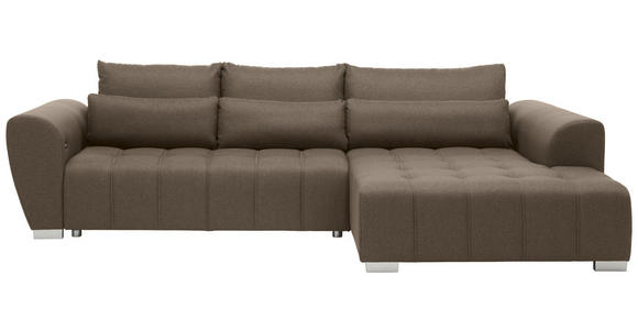 ECKSOFA  in Webstoff Braun, Grau  304/218 cm  - Silberfarben/Braun, Design, Kunststoff/Textil (304/218cm) - Carryhome