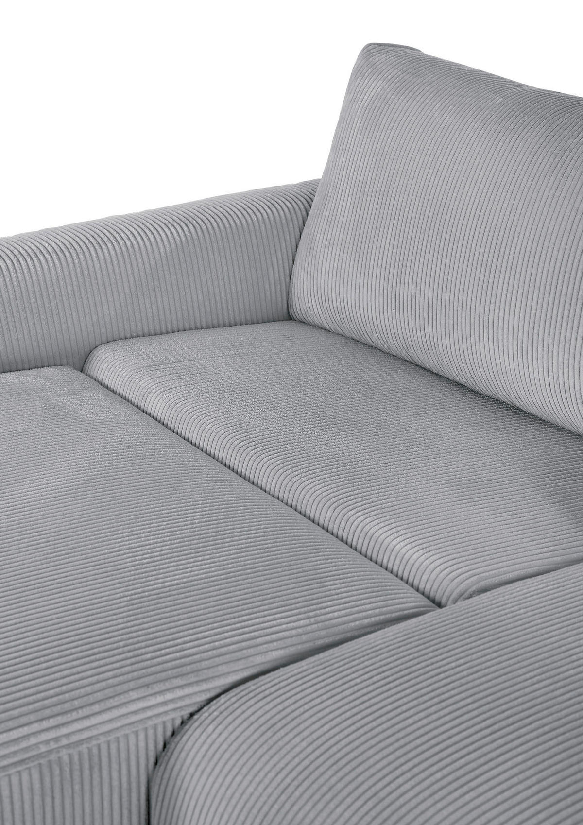 2,5-SITZER in Cord Hellgrau  - Hellgrau/Schwarz, Design, Kunststoff/Textil (240/70/125cm) - Xora