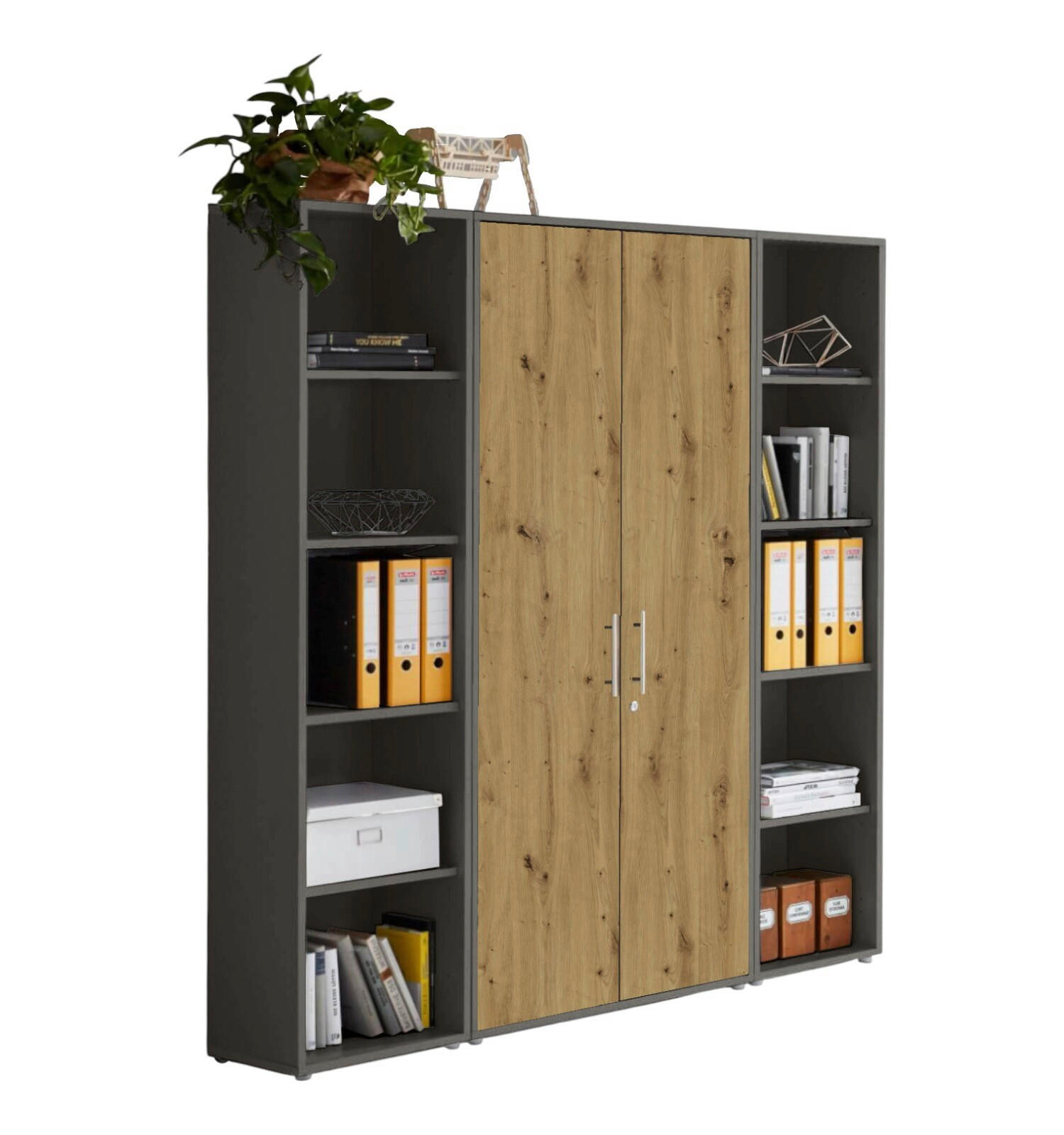 AKTENSCHRANK 172,6/185,6/33 cm  - Anthrazit/Eiche Artisan, MODERN, Holzwerkstoff (172,6/185,6/33cm) - MID.YOU