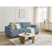 SCHLAFSOFA FUJI Leinenoptik Hellblau  inkl.  - Schwarz/Hellblau, MODERN, Kunststoff/Textil (251/113/88cm)