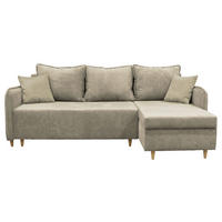 ECKSOFA TEDDY Beige Cord, Bouclé Zierkissen, Rückenkissen, Bettkasten  - Beige/Naturfarben, Design, Holz/Textil (215/142cm) - MID.YOU