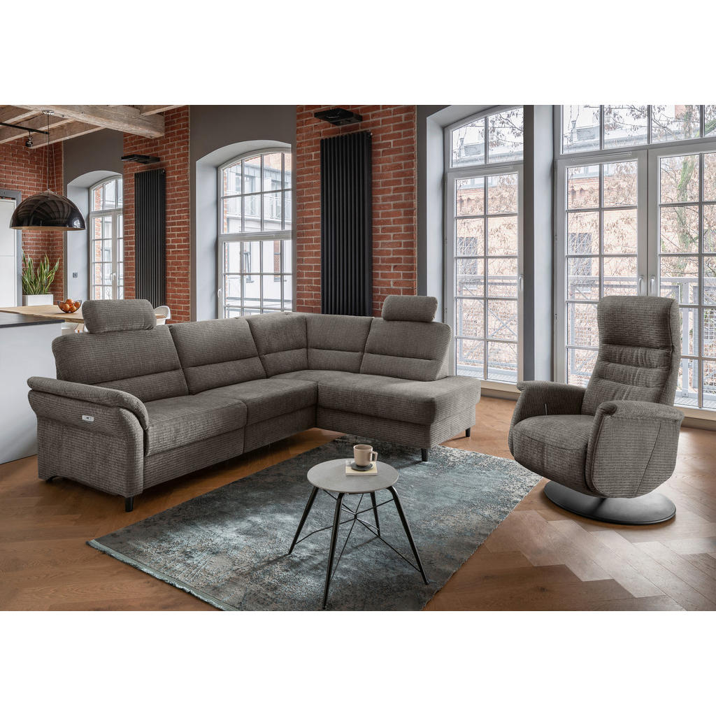 Thumbnail - Livetastic Ecksofa, Graubraun, Textil, Buche, 5-Sitzer, L-Form, 266x190 cm, Made in EU, seitenverkehrt erhältlich, Rücke...