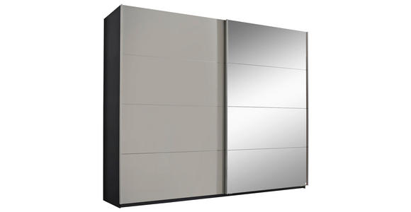 SCHWEBETÜRENSCHRANK  in Graphitfarben, Grau  - Alufarben/Graphitfarben, Design, Glas/Holzwerkstoff (316/223/68cm) - Xora