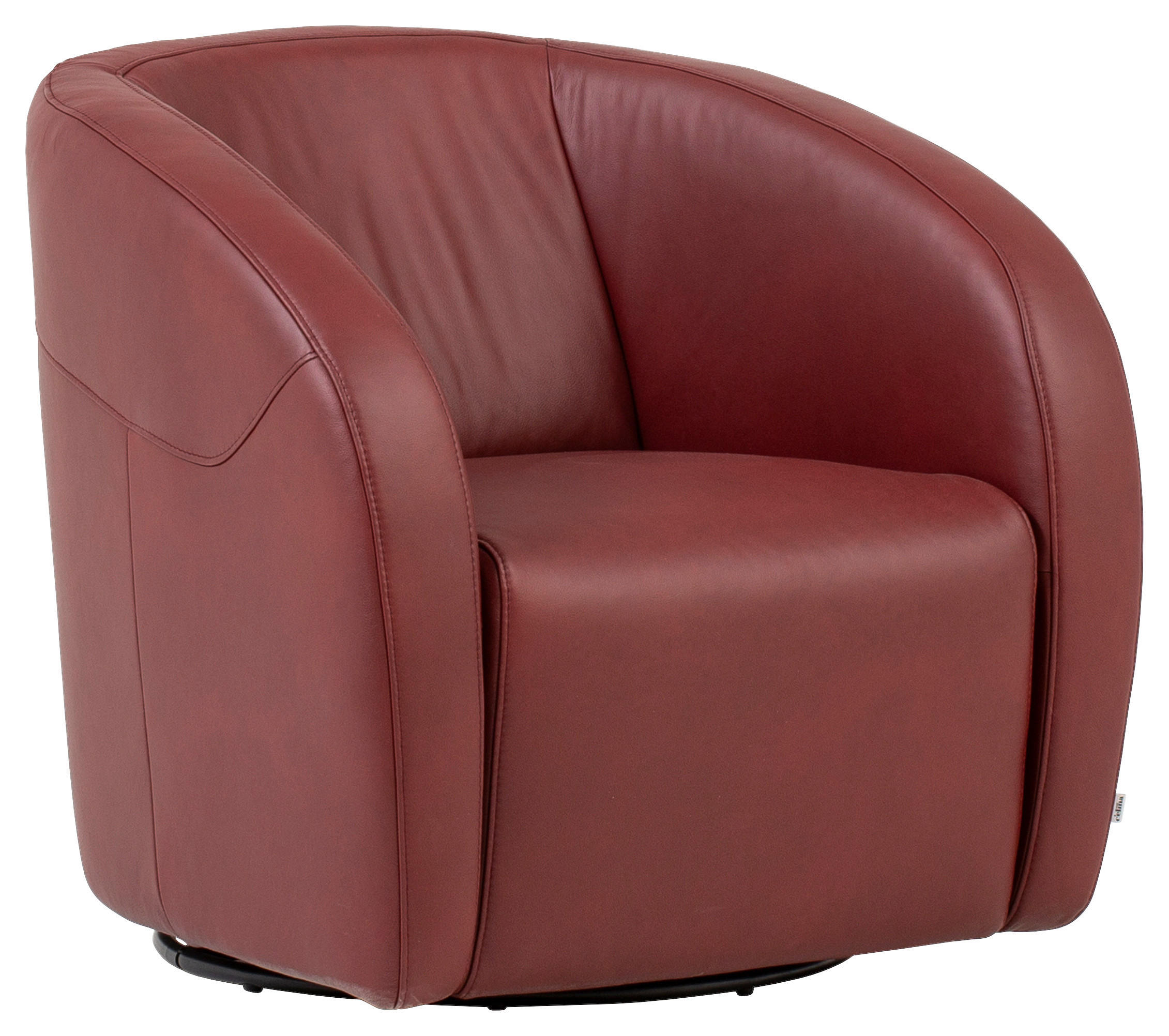 SESSEL in Echtleder Bordeaux - Bordeaux/Schwarz, Design, Leder/Kunststoff (80/78/82cm) - Celina