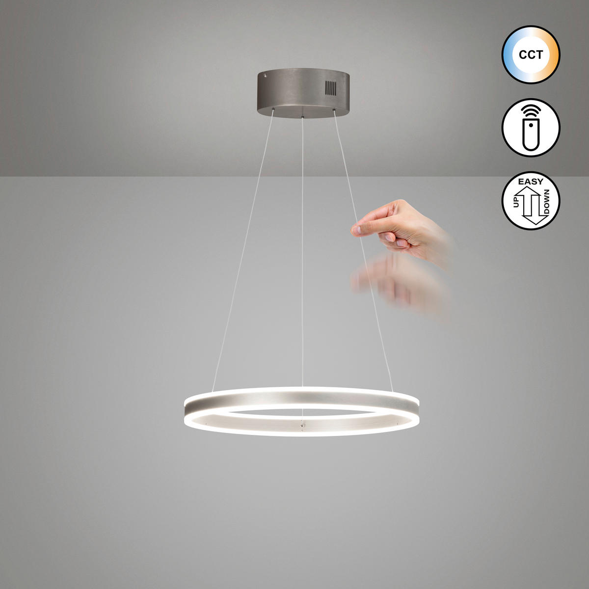 LED-HÄNGELEUCHTE Silvio 50/70-180 cm  - Nickelfarben, Design, Metall (50/70-180cm)