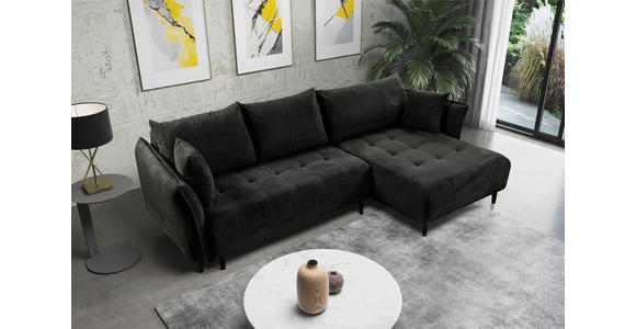 ECKSOFA  in Chenille Schwarz  - Schwarz, KONVENTIONELL, Holz/Textil (290/160cm) - Carryhome