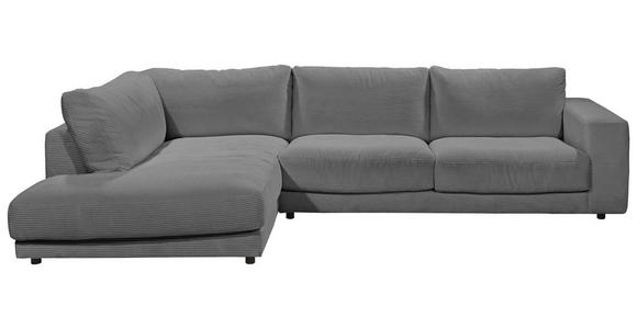 ECKSOFA  in Cord Dunkelgrau  224/325 cm  - Dunkelgrau/Schwarz, Design, Kunststoff/Textil (224/325cm) - Hom`in