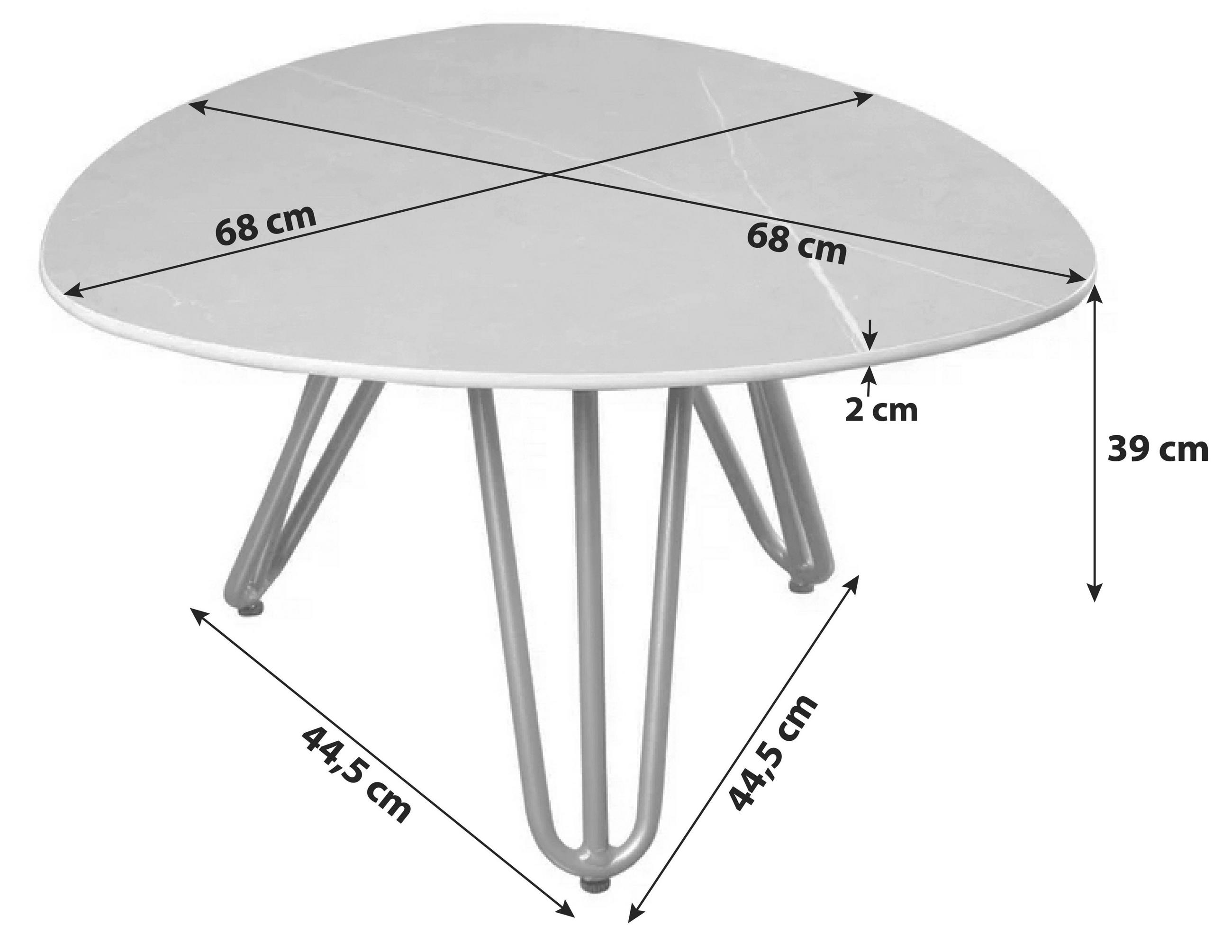 LOUNGETISCH 68/68/39 cm Metall  - Grau, MODERN, Metall (68/68/39cm) - Gardenson