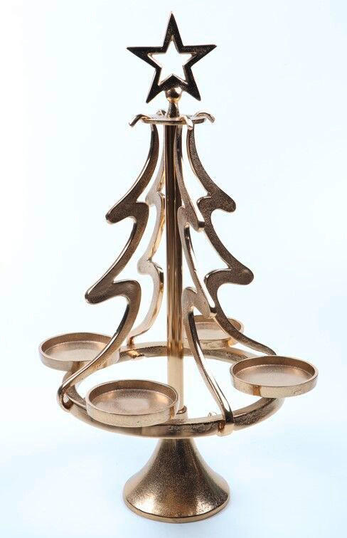 KERZENHALTER - Goldfarben, LIFESTYLE, Metall (33,5/55/33,5cm) - X-Mas