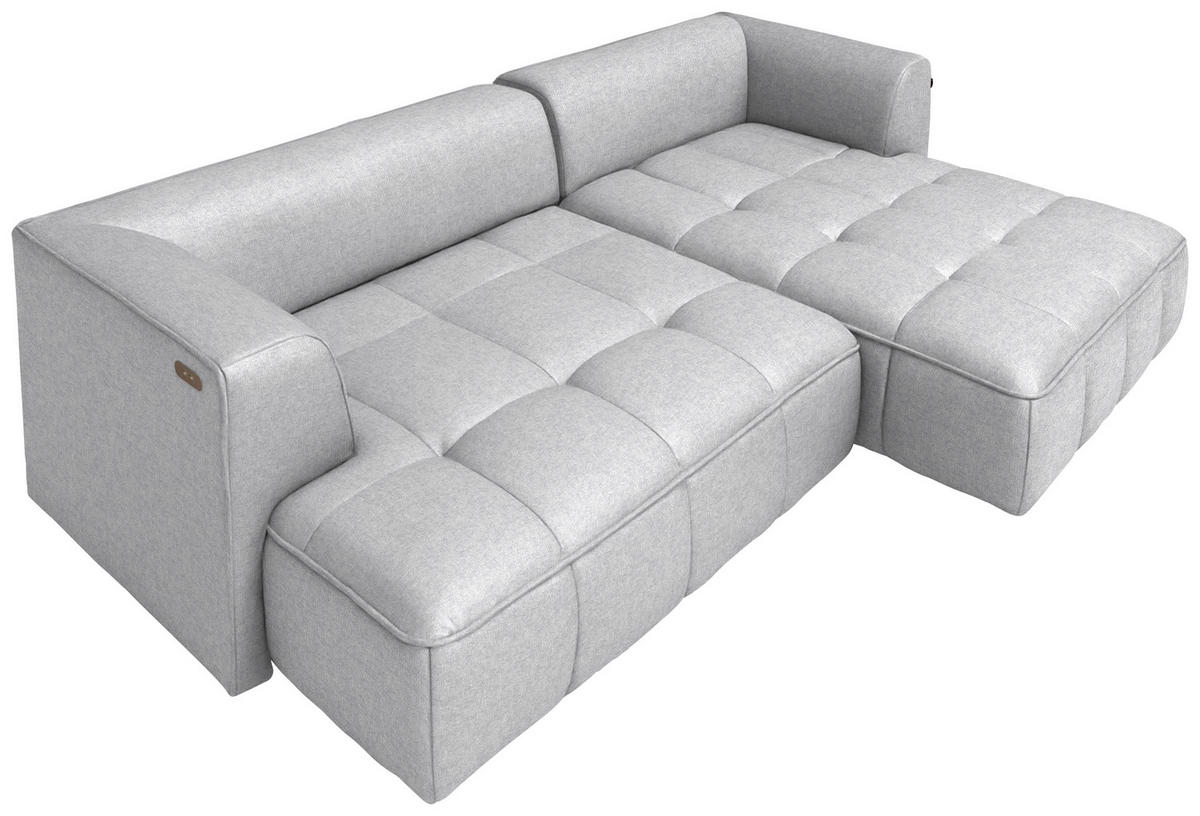 ECKSOFA  in Webstoff Grauweiß Zierkissen, Rückenkissen, Sitzvorzug  288/188 cm  - Grauweiß/Schwarz, Design, Kunststoff/Textil (288/188cm) - Welnova