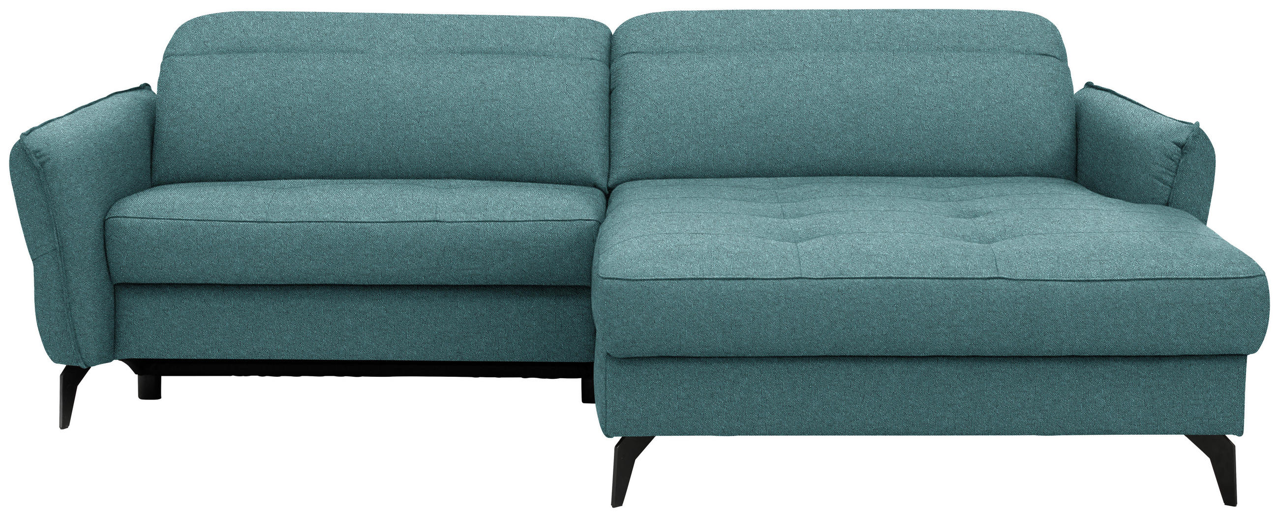 ECKSOFA Flachgewebe Petrol  - Petrol/Schwarz, Design, Textil/Metall (246/175cm) - Celina